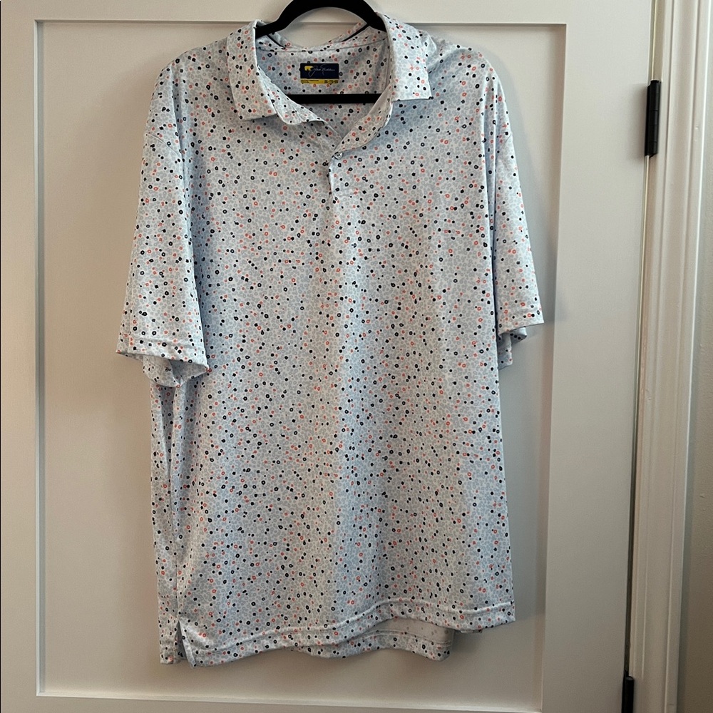 Jack Nicklaus Light Blue Floral Polo Shirt XXL